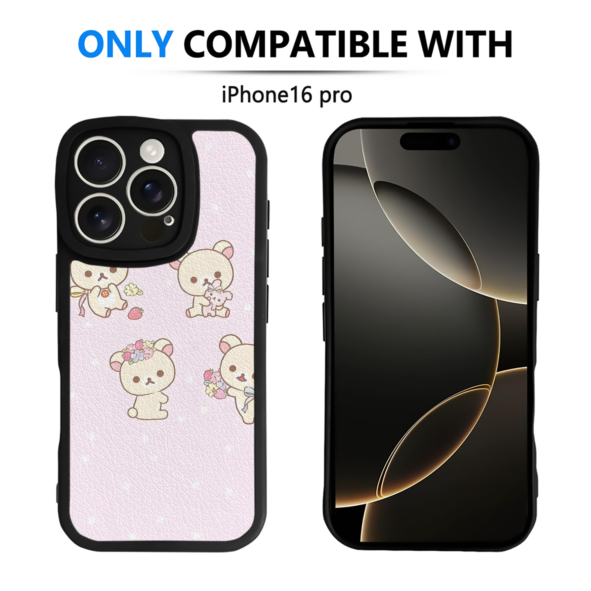 （画像用） リラックマ リラックマ キイロイトリ Rilakkuma Korilakkuma Kiiroitori 【iPhone 16シリーズ対応】シリコンスマホケース（レザー調） 材質：シリコン